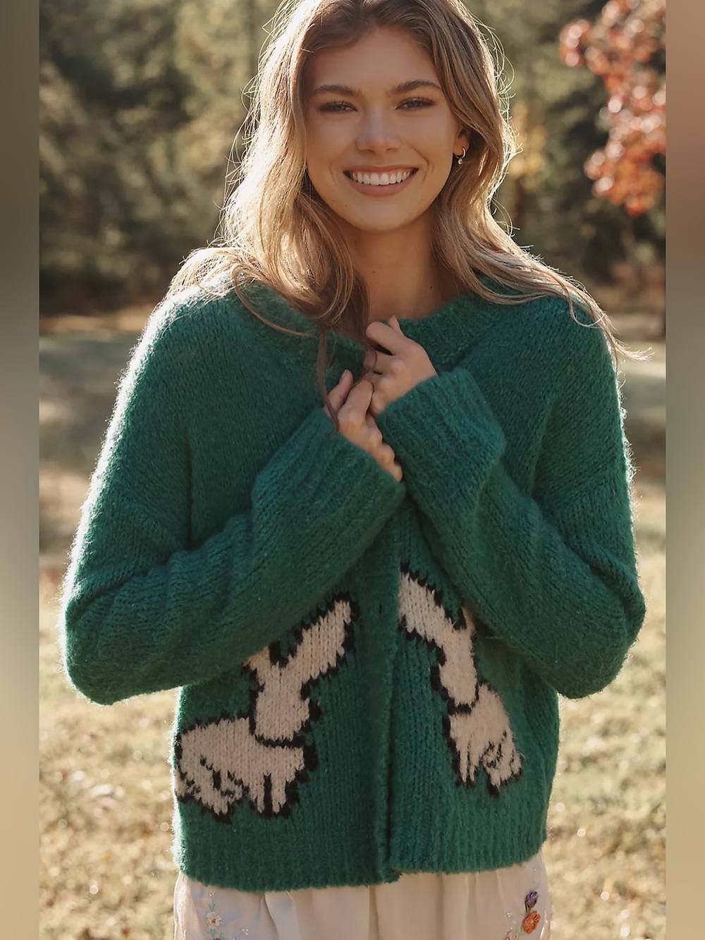 Anthropologie Maeve Green Bunny Slope Cardigan Sweater (Size L) - NWOT